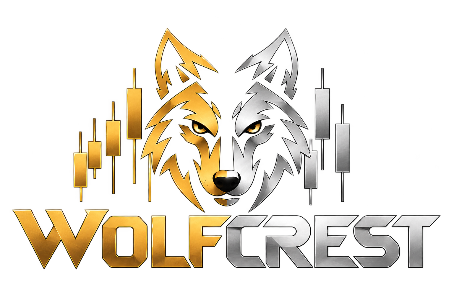 Wolfcrest — gold and silver wolf trading emblem